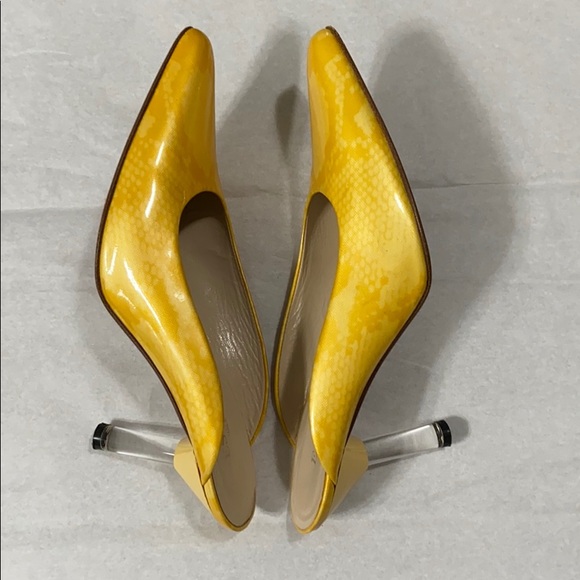 Escada yellow python print acrylic heels - Picture 4 of 9